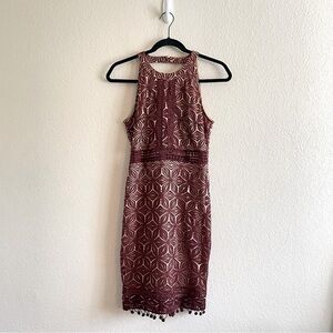 Dress Forum Red Overlay Lave Halter Neck Open Back Holiday Dress Size Medium